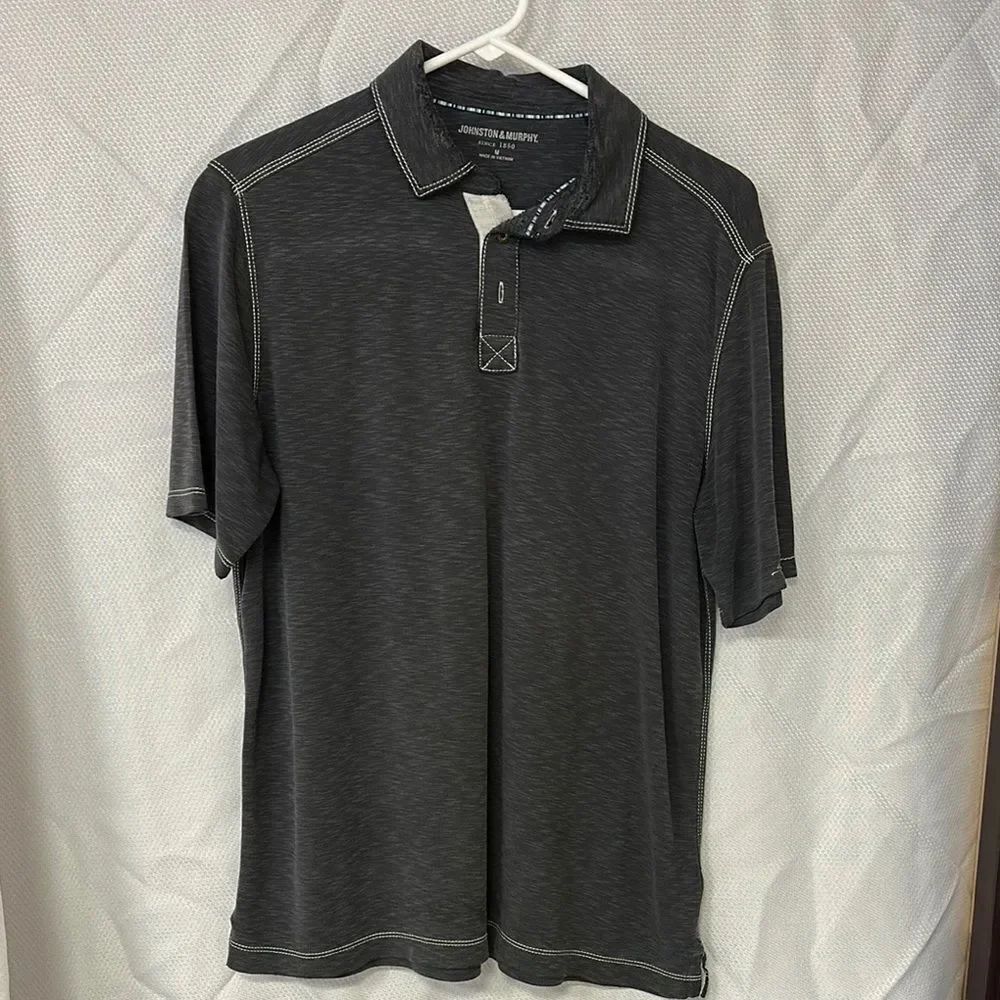 Johnston & Murphy Black Polo Shirt with Classic Collar